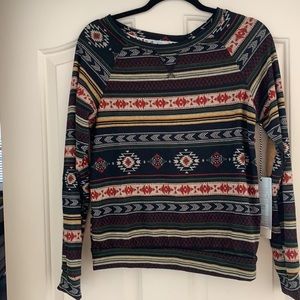 New with tag long sleeve southwestern style print with patches on the elbow area